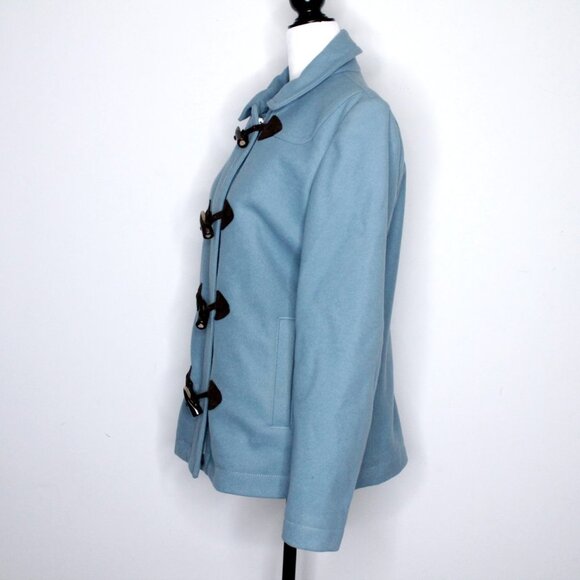 Gap Wool  Blend Toggle Buttons Blue Pea Coat Size M - Picture 2 of 16